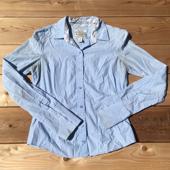 Abercrombie & Fitch blue striped button up collar - Picture 1 of 6